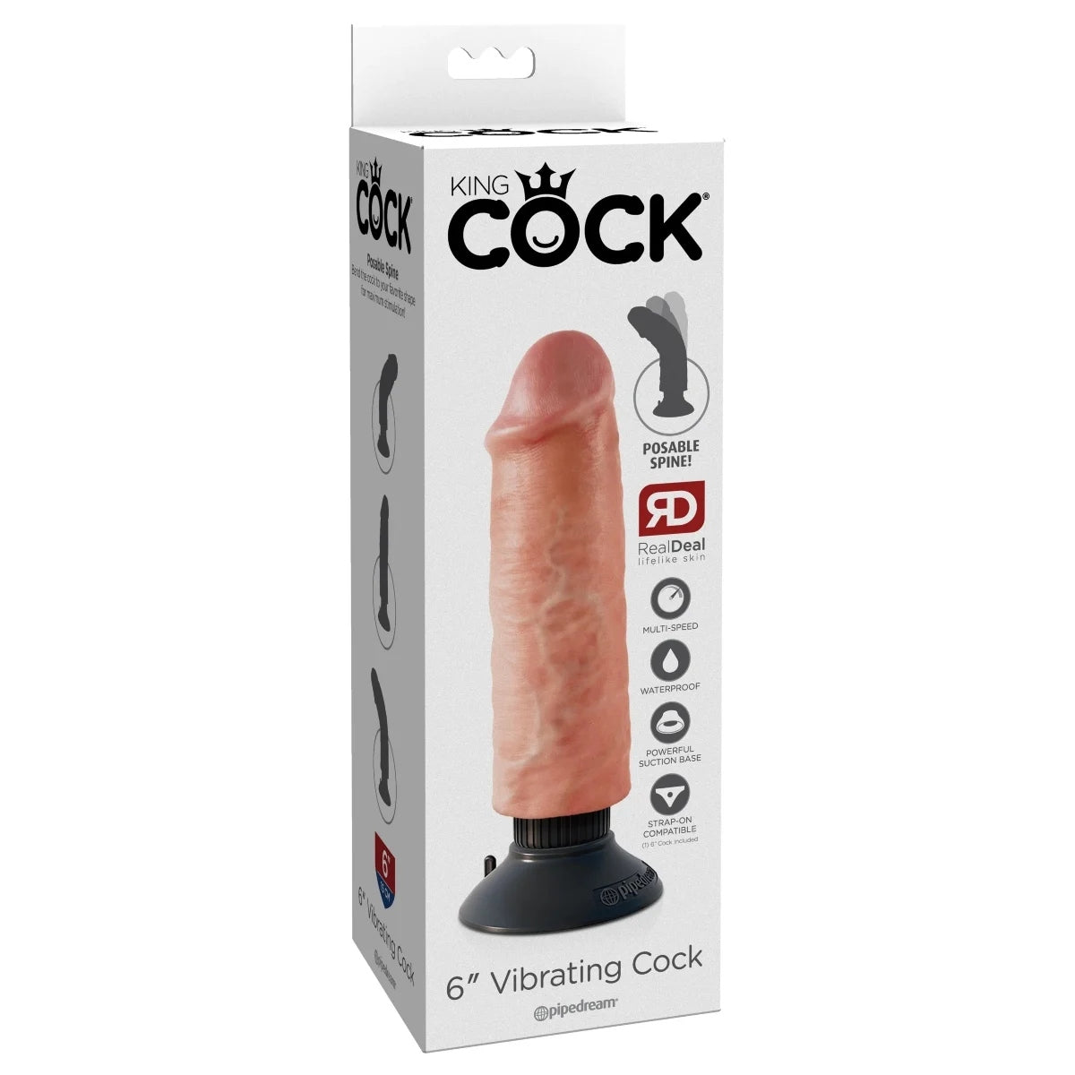 King Cock Vibrating Cock Dildo Pink 6 Inch