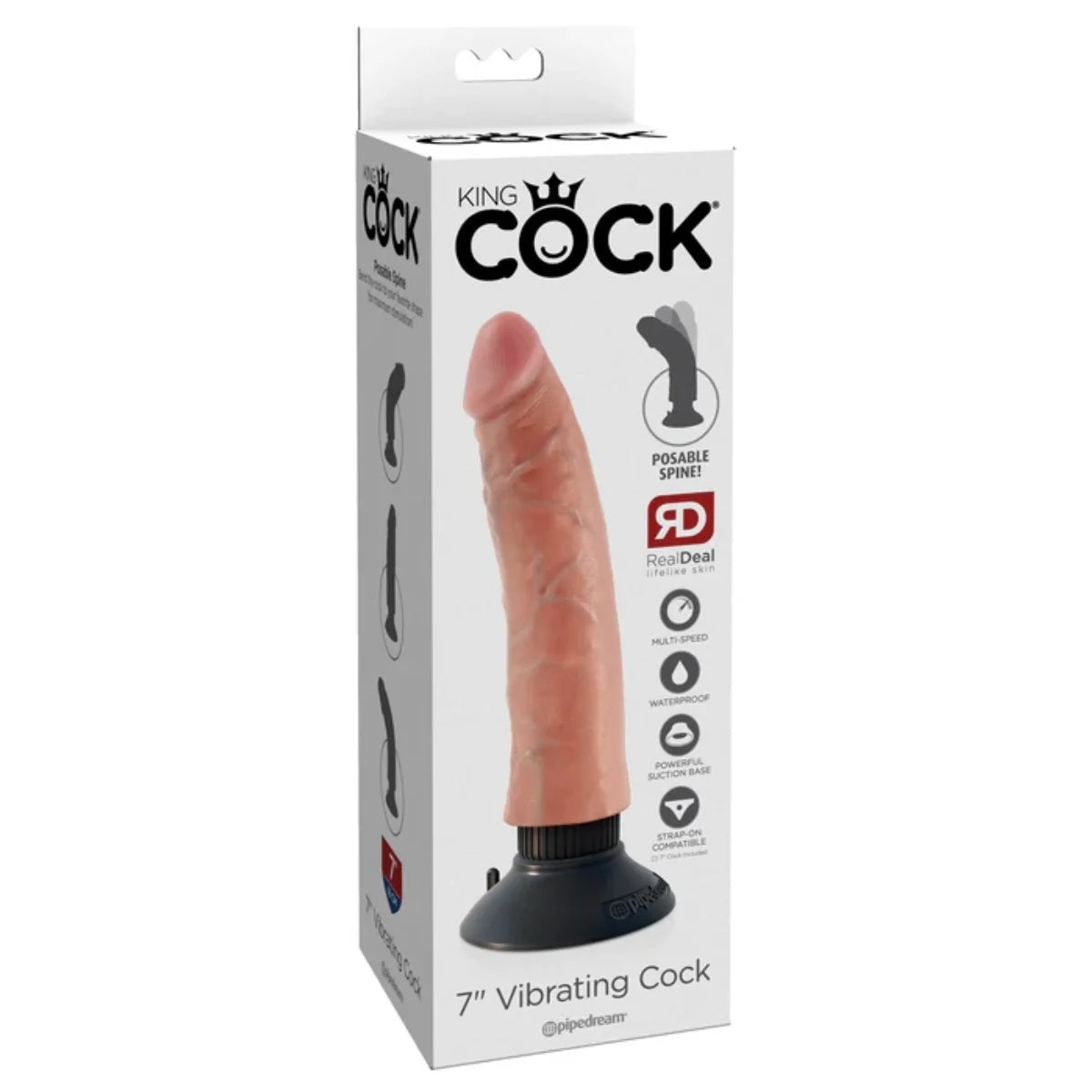 King Cock Vibrating Cock Dildo Pink 7 Inch