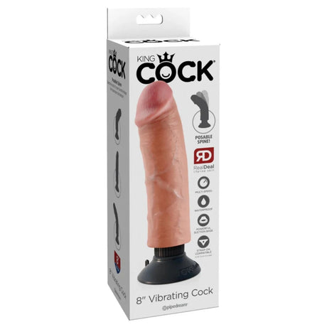 King Cock Vibrating Cock Dildo Pink 8 Inch