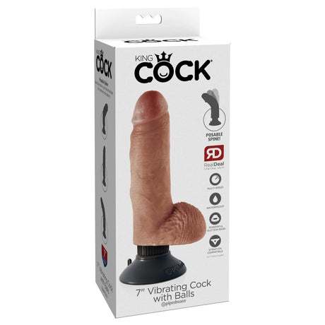 King Cock Vibrating Cock Dildo With Balls Tan 7 Inch