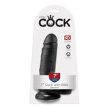 King Cock Dildo With Balls Black 7 Inch