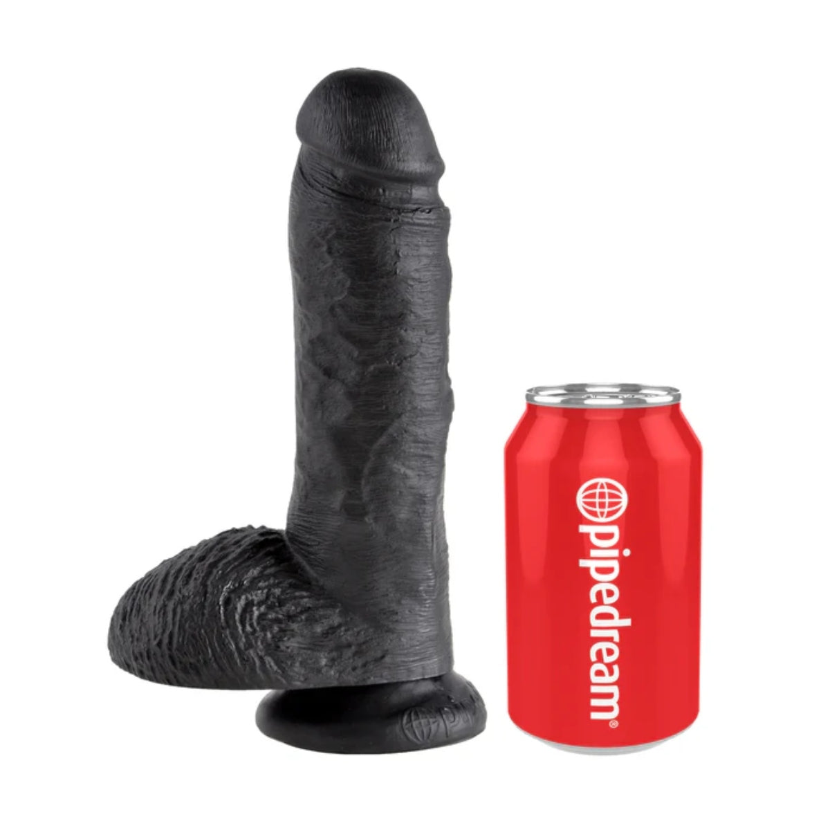 King Cock Dildo With Balls Black 8 Inch