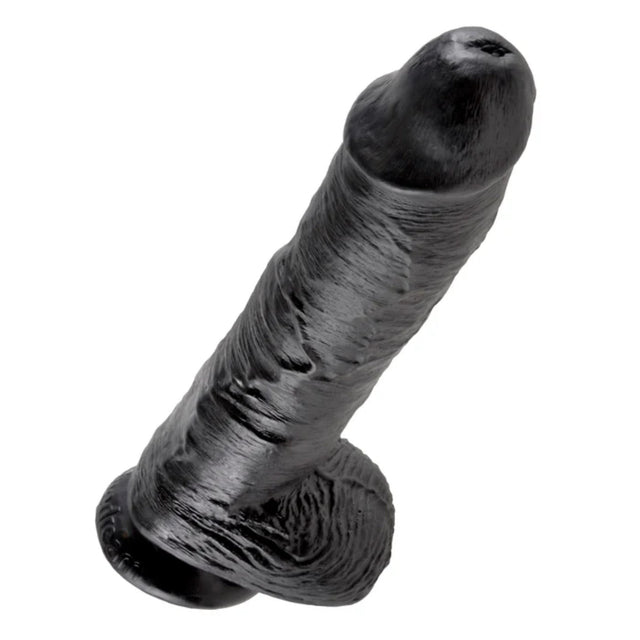 King Cock Dildo With Balls Black 10 Inch