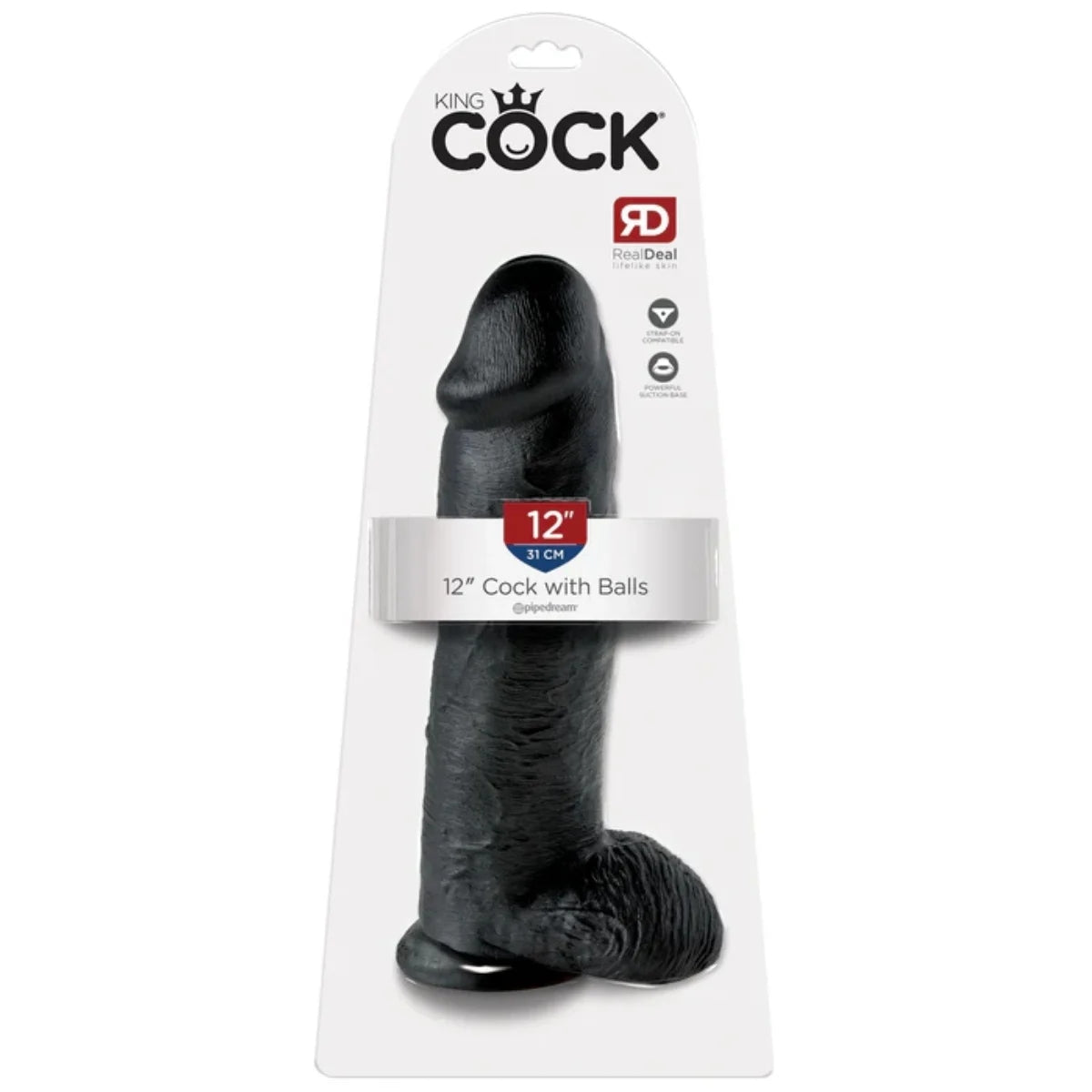 King Cock Dildo With Balls Black 12 Inch