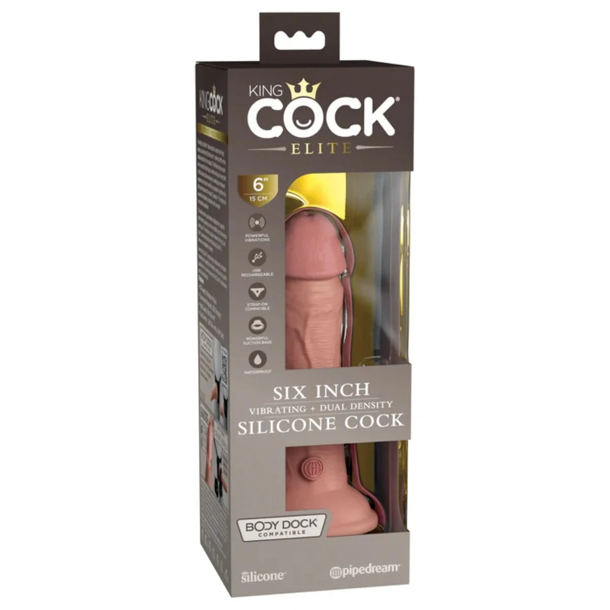 King Cock Elite Vibrating Dual Density Silicone Dildo Pink 6 Inch