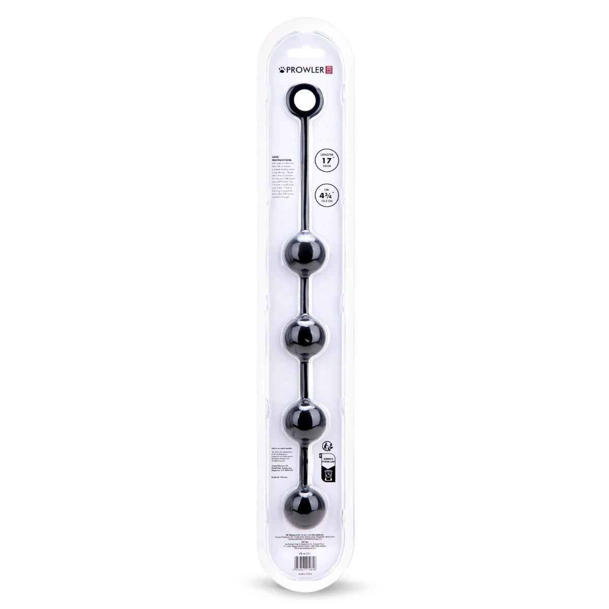 Prowler RED Silicone Anal Beads Black Medium