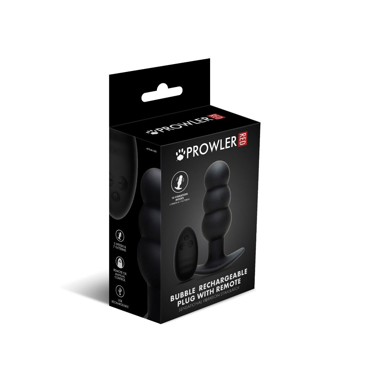Prowler RED Bubble Rechargeable Butt Plug With Remote Black