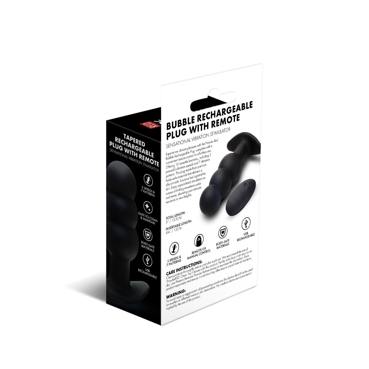 Prowler RED Bubble Rechargeable Butt Plug With Remote Black