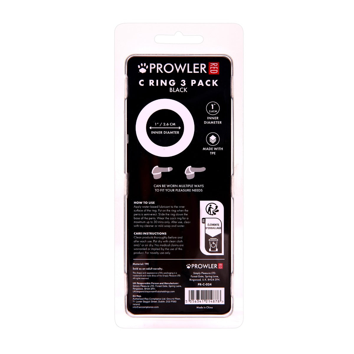 Prowler RED Cock Ring 3 Pack Black