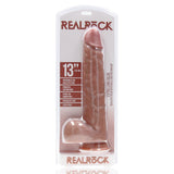 RealRock Extra Long Dildo With Balls Tan 13 Inch