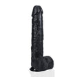 RealRock Extra Long Dildo With Balls Black 14 Inch