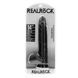 RealRock Extra Long Dildo With Balls Black 14 Inch