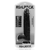 RealRock Extra Long Dildo With Balls Black 15 Inch