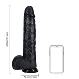 RealRock Extra Long Dildo With Balls Black 15 Inch