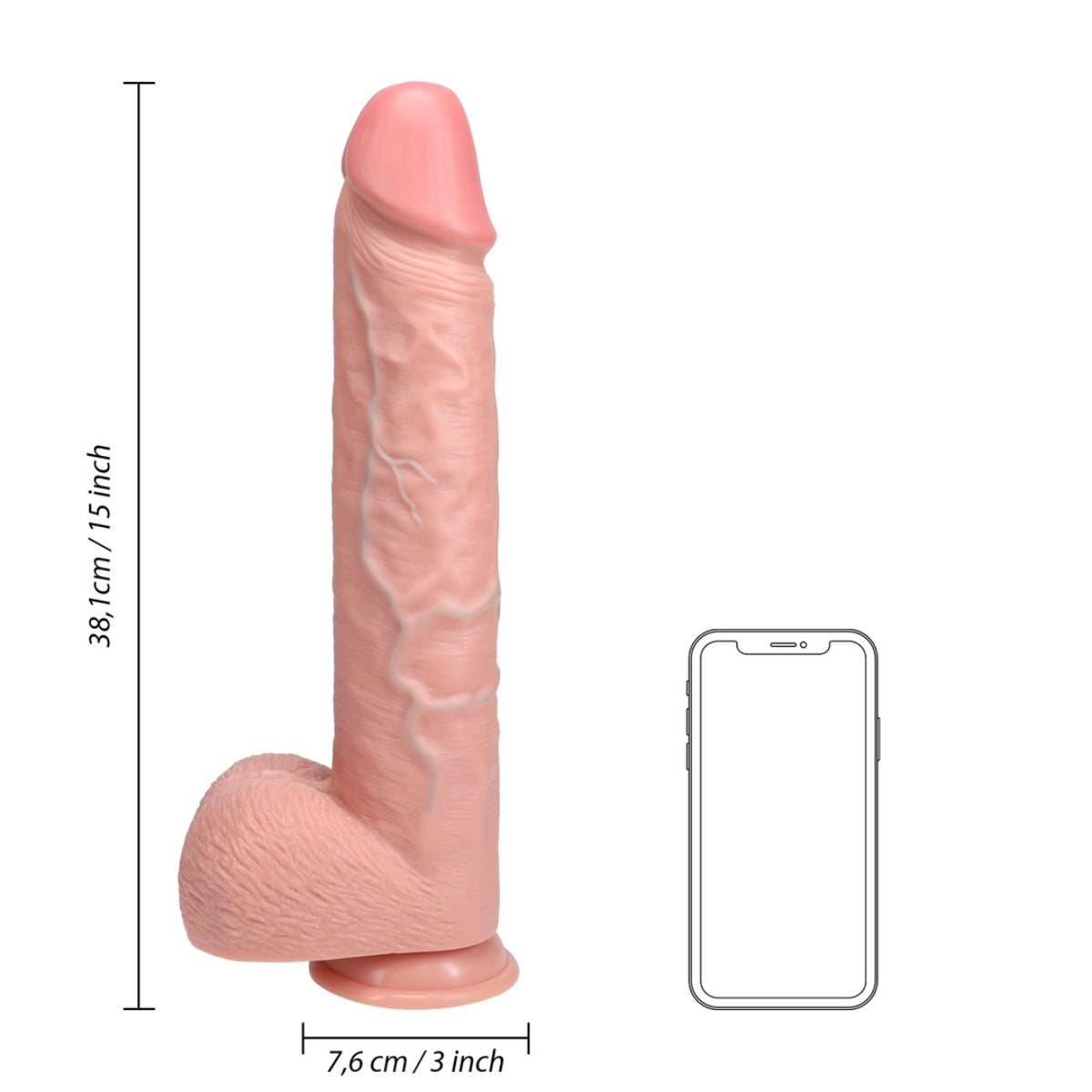 RealRock Extra Long Dildo With Balls Pink 15 Inch
