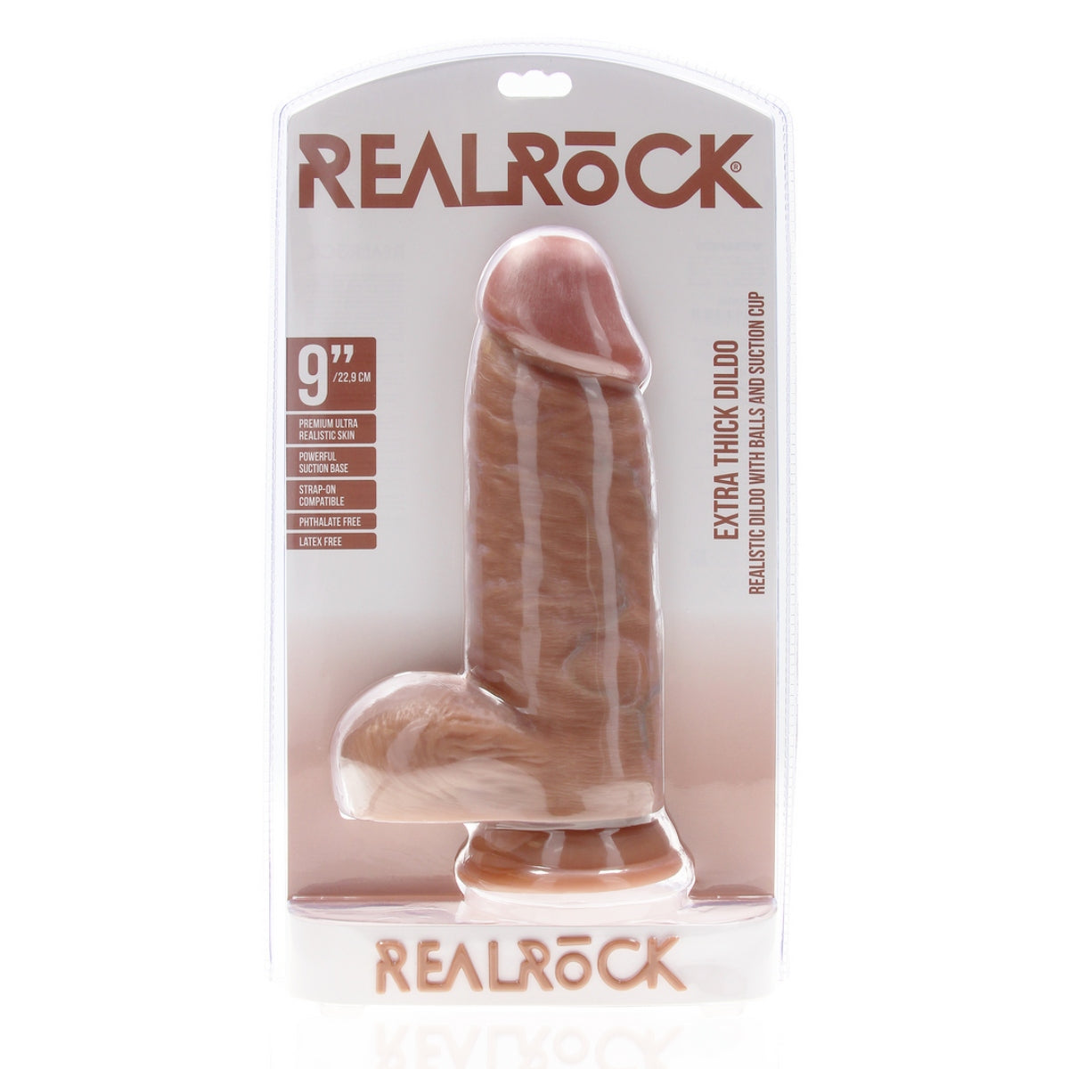 RealRock Extra Thick Dildo With Balls Tan 9 Inch