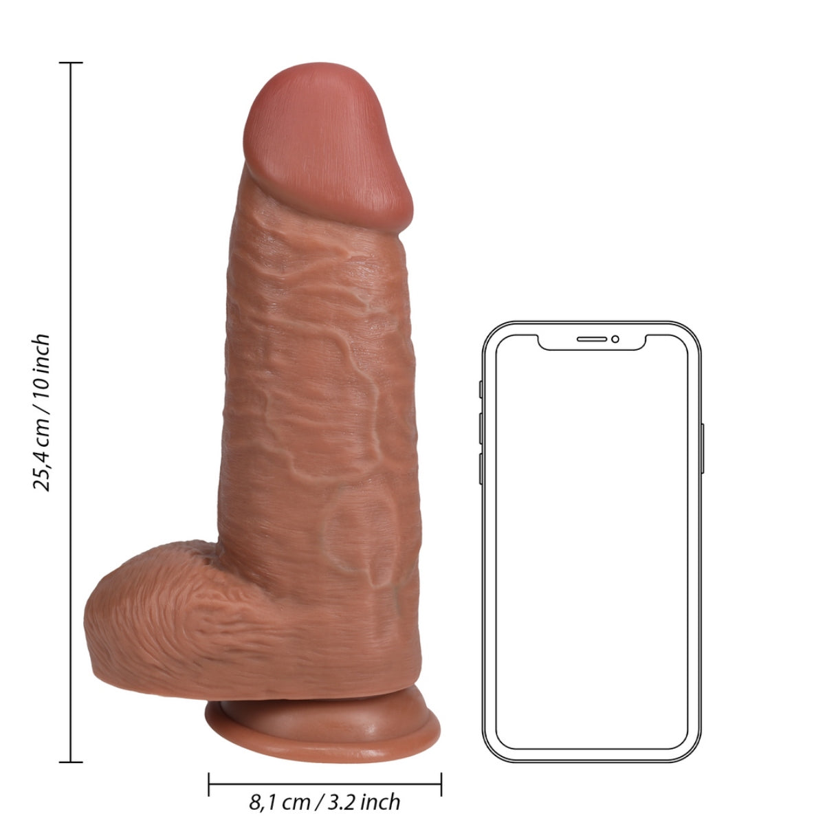 RealRock Extra Thick Dildo With Balls Tan 10 Inch