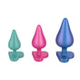 ROMP Luster Anal Training Butt Plug Kit Pink Green Blue