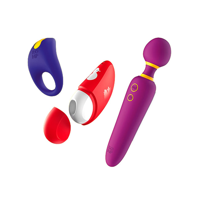 ROMP Pleasure Sex Toy Kit Blue Red Purple