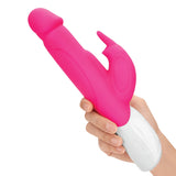 Rabbit Essentials Realistic Rabbit Vibrator With Throbbing Shaft Hot Pink