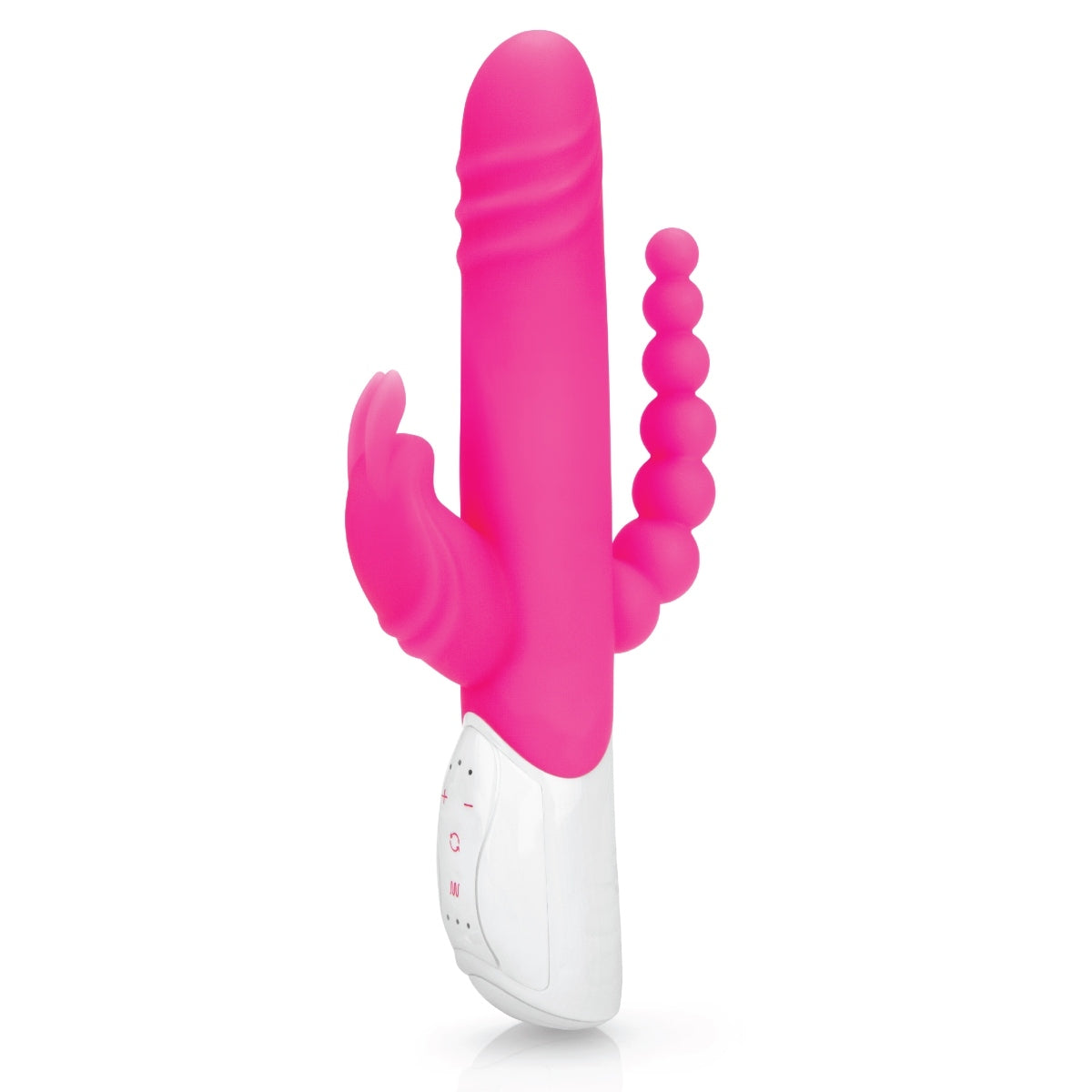 Rabbit Essentials Double Penetration Rabbit Vibrator With Rotating Shaft Hot Pink