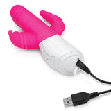 Rabbit Essentials Double Penetration Rabbit Vibrator With Rotating Shaft Hot Pink