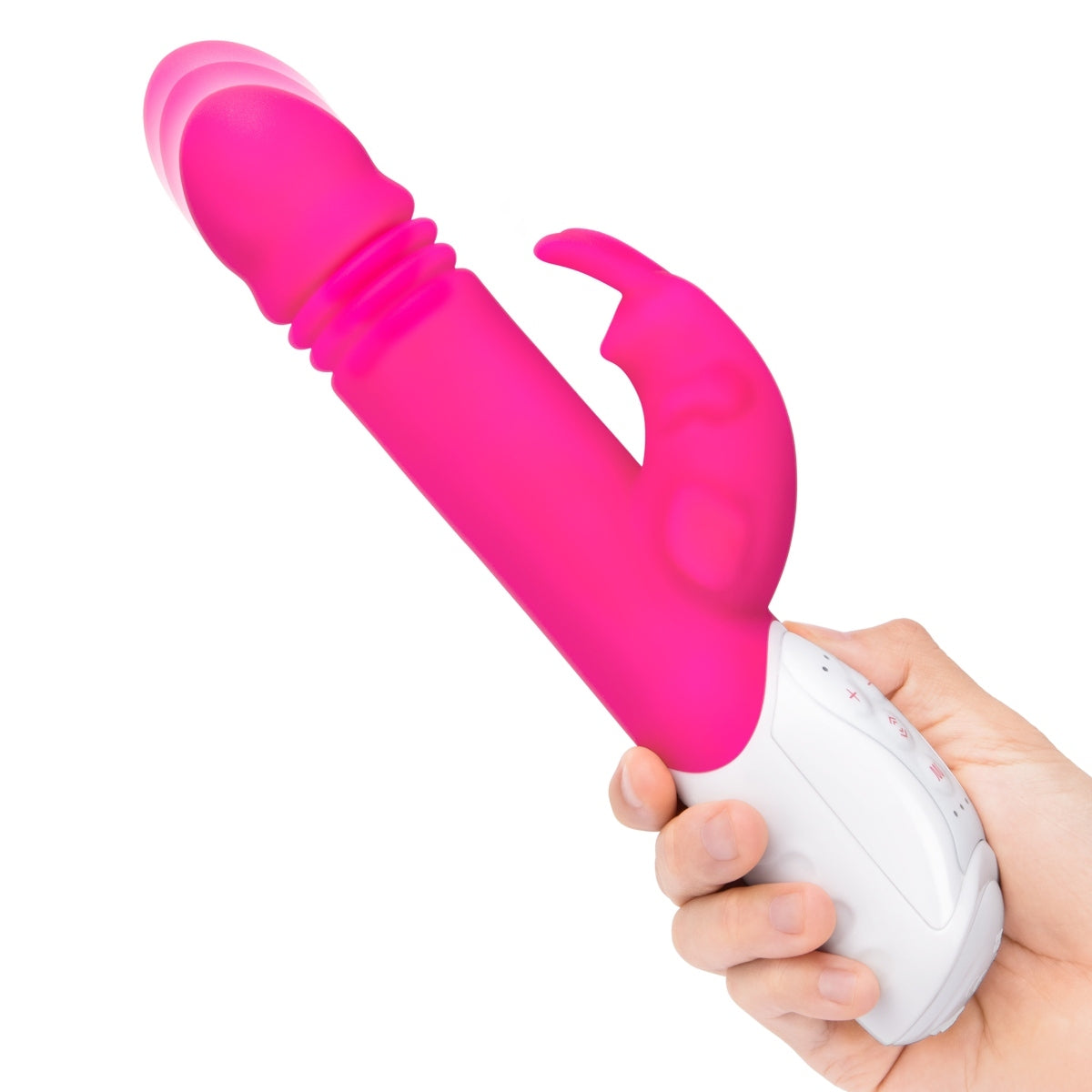 Rabbit Essentials G-Spot Thrusting Rabbit Vibrator With Throbbing Shaft Hot Pink