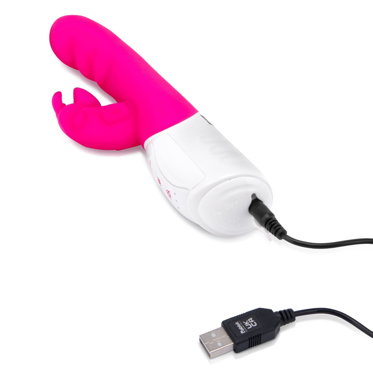 Rabbit Essentials Suction Rabbit Vibrator With Throbbing Shaft Hot Pink