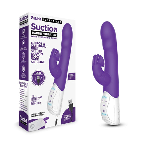 Rabbit Essentials Suction Rabbit Vibrator With Throbbing Shaft Purple