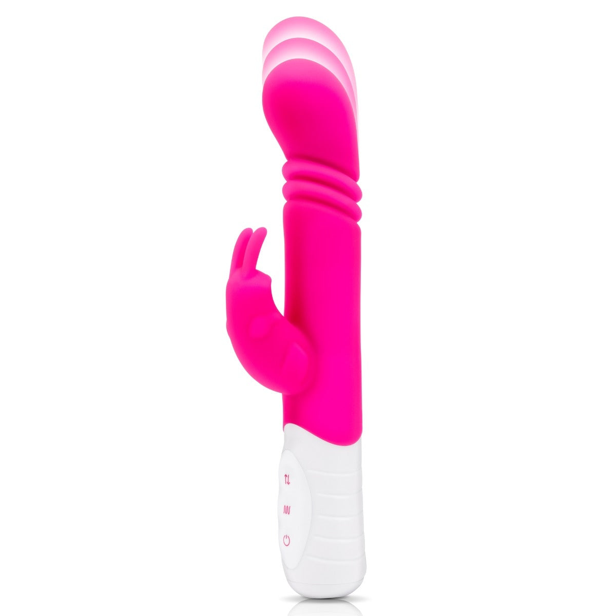 Rabbit Essentials Thrusting Slim Shaft Rabbit Vibrator With Thrusting Function Hot Pink