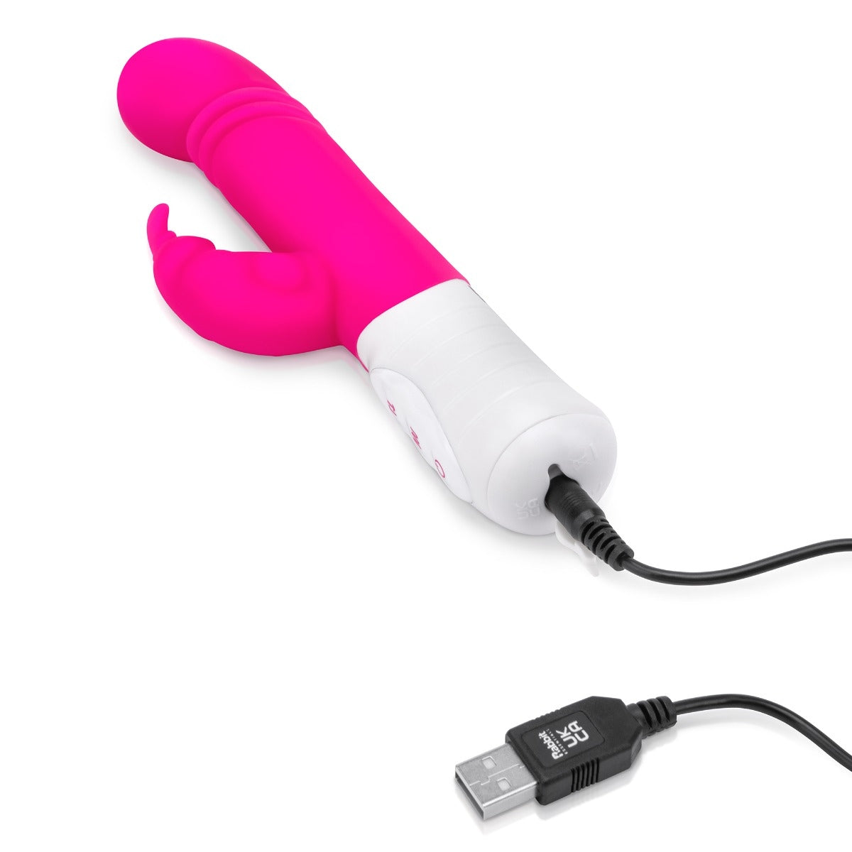 Rabbit Essentials Thrusting Slim Shaft Rabbit Vibrator With Thrusting Function Hot Pink