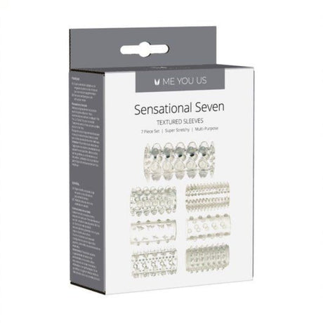 Me You Us Sensational Seven Textured Masturbation Sleeves Clear - Simply Pleasure