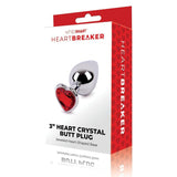 Whipsmart Heartbreaker Heart Crystal Metal Butt Plug Medium 3 Inch