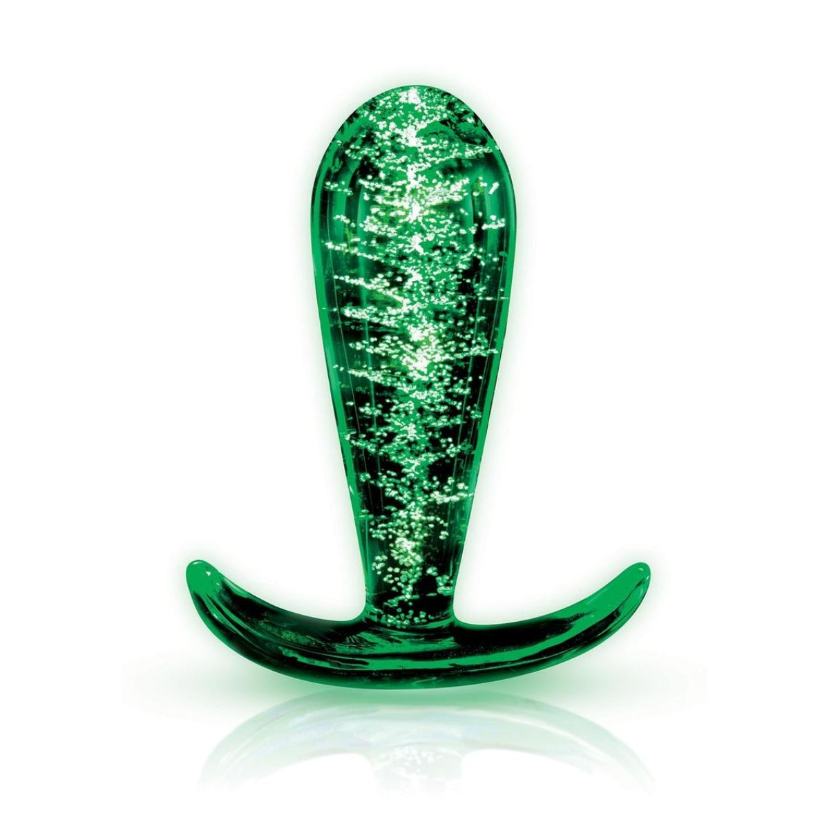 Whipsmart Glow In The Dark Glass Butt Plug With Curved Base 3.5 Inch