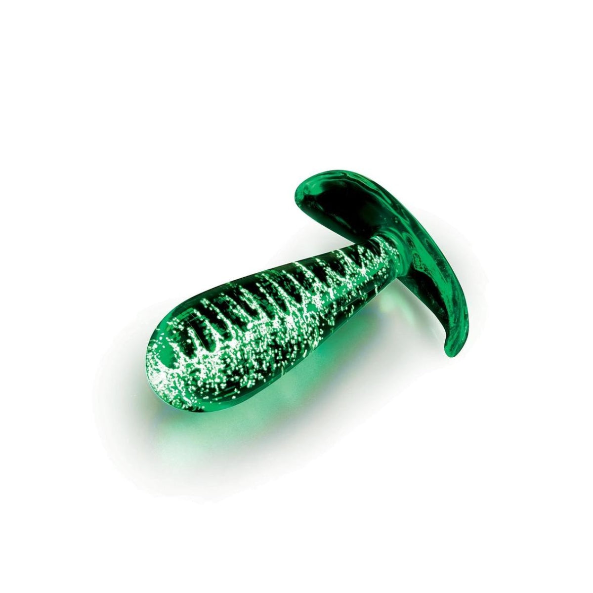 Whipsmart Glow In The Dark Glass Butt Plug With Curved Base 3.5 Inch