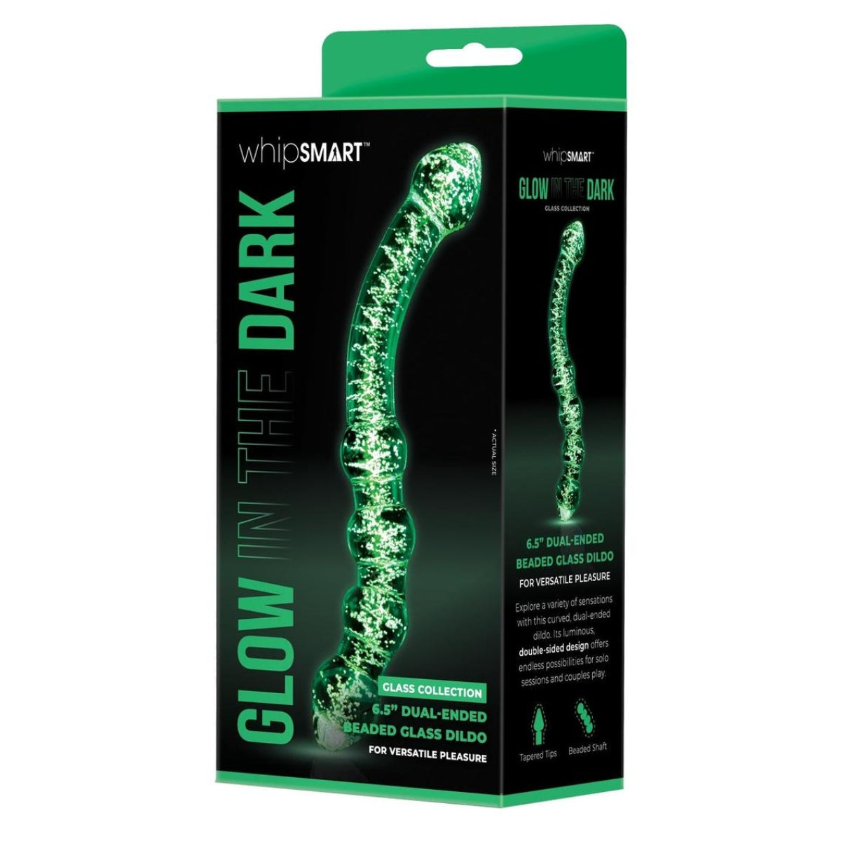 Whipsmart Glow In The Dark Glass Dual Ended Beaded Dildo 6.5 Inch