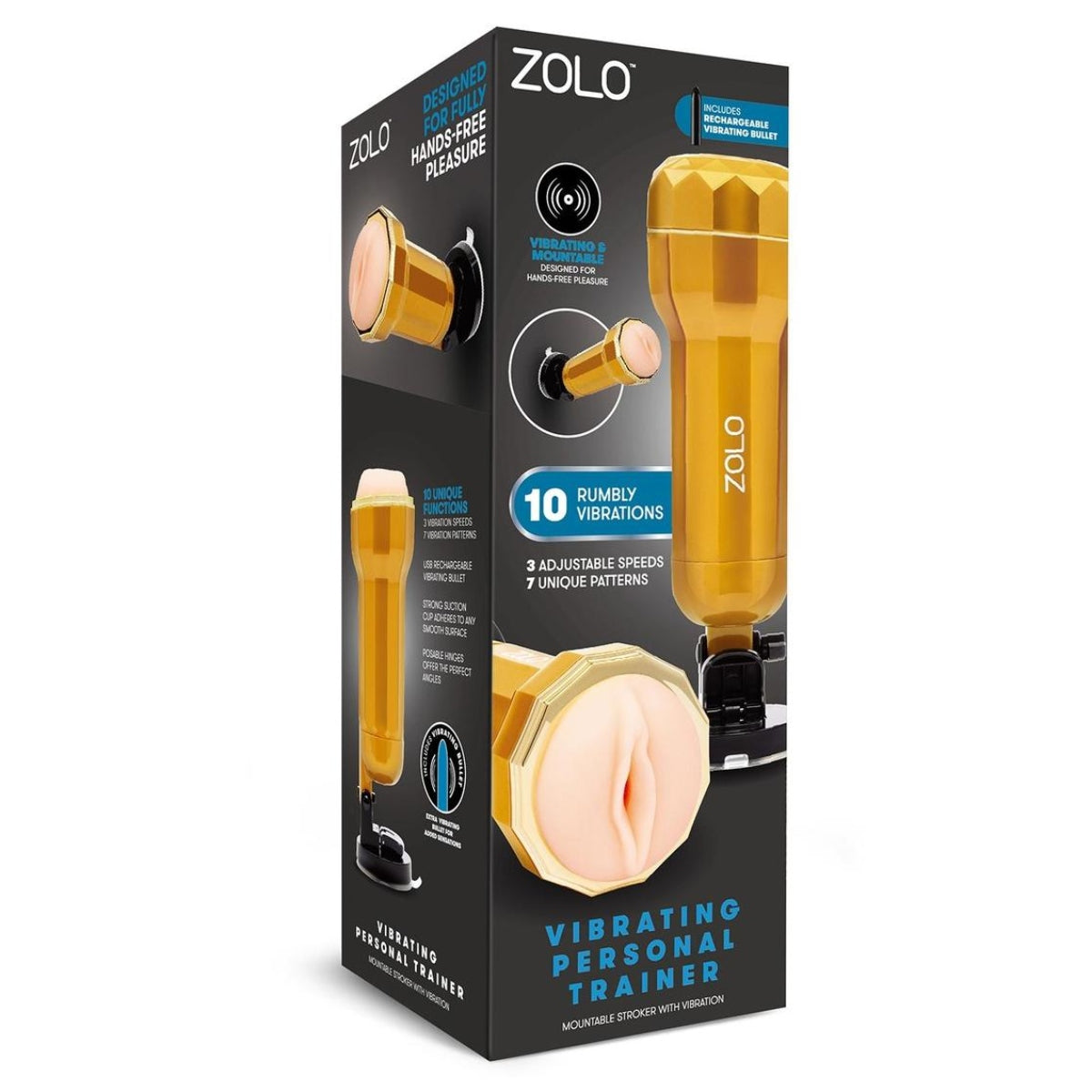 Zolo Personal Trainer Vibrating Mountable Stroker Gold