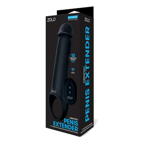 Zolo Vibrating Remote Control Penis Extender Black 8 Inch