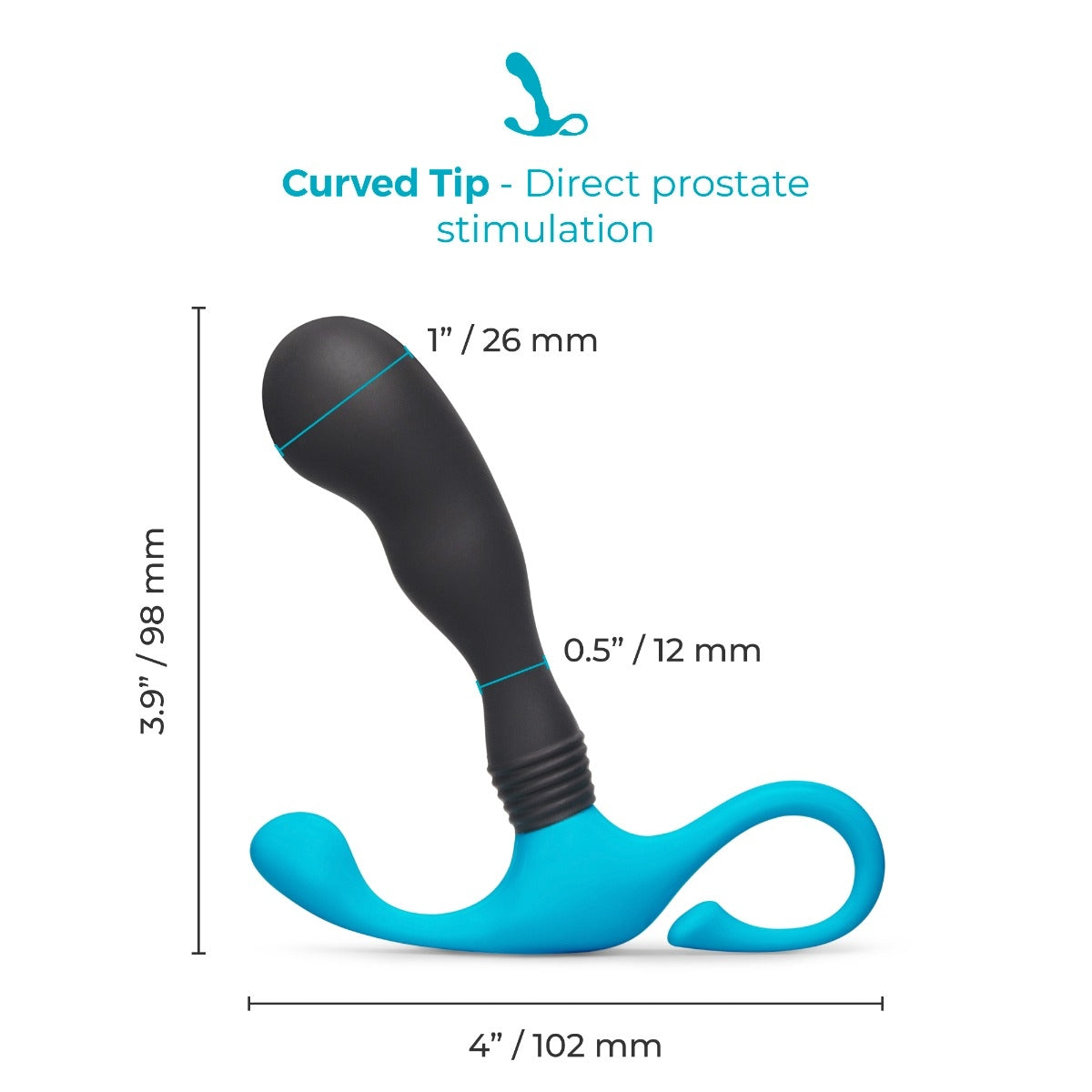 b-Vibe P-Spot Curl Hands-Free Curved Prostate Massager Black Blue