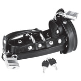Blue Line Gimp Cock Locking Chastity Sheath With Double Metal Cock Ring Black