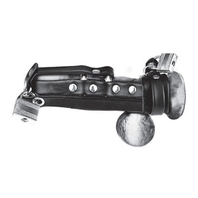 Blue Line Gimp Cock Locking Chastity Sheath With Double Metal Cock Ring Black