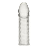 Blue Line Wavy Ribbed Penis Extension Sleeve Clear 6.5 Inch