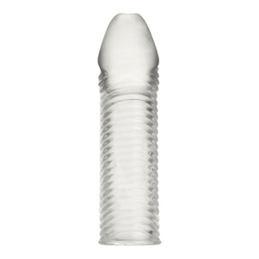 Blue Line Wavy Ribbed Penis Extension Sleeve Clear 6.5 Inch