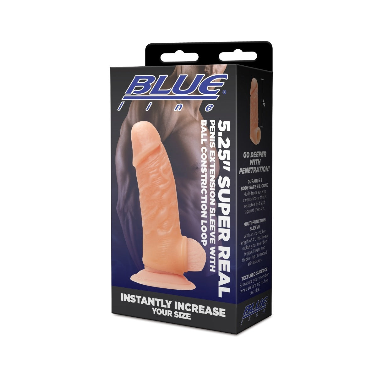 Blue Line Super Real Penis Extension Sleeve With Ball Constriction Loop Pink 5.25 Inch
