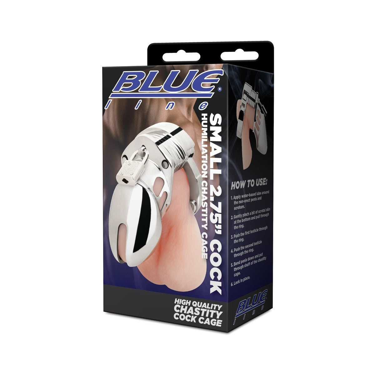 Blue Line Cock Humiliation Chastity Cage Silver Small 2.75 Inch