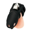 Blue Line Silicone Cock Cage With Ball Divider Black Small 2 Inch