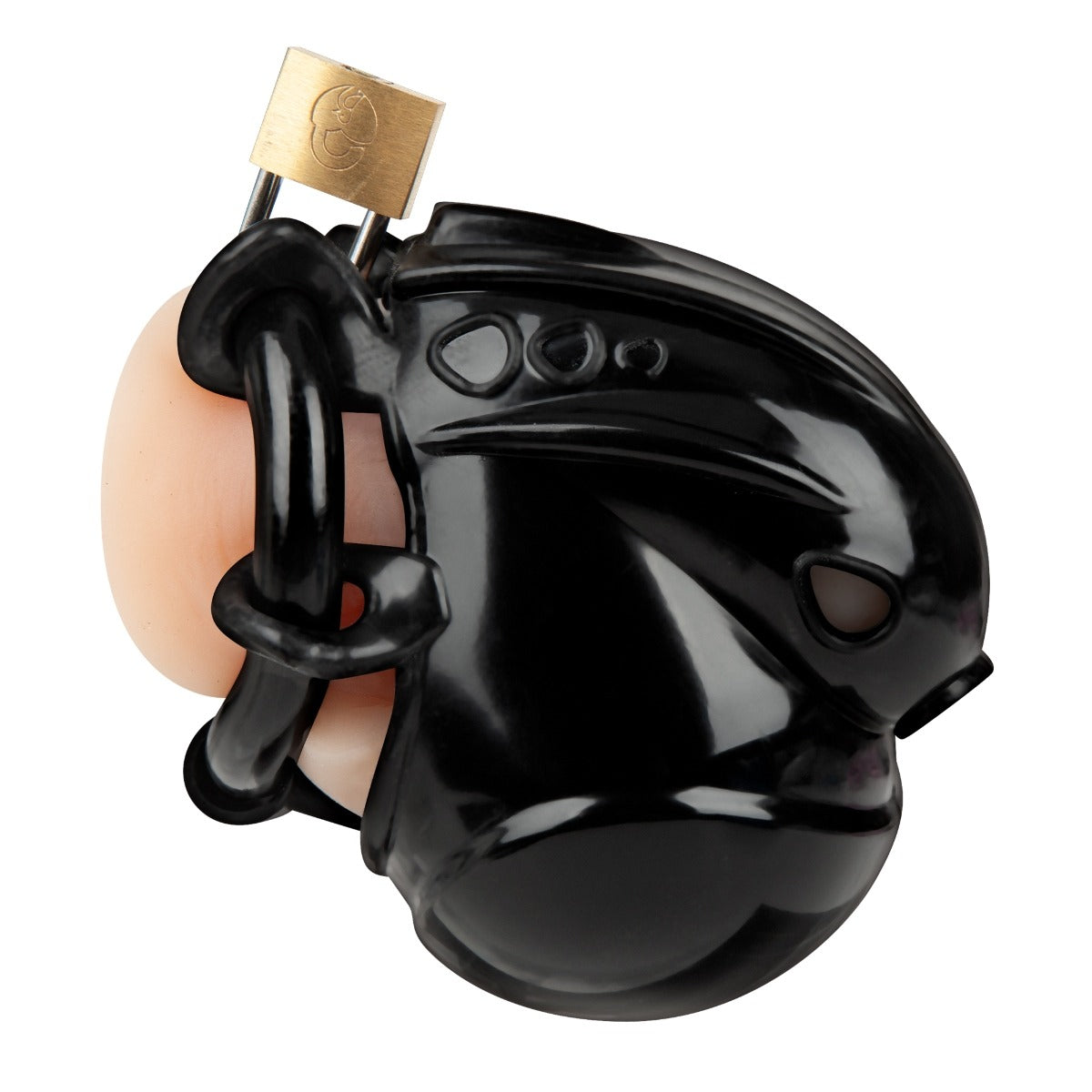 Blue Line Full Restraint Silicone Cock And Balls Chastity Device Black