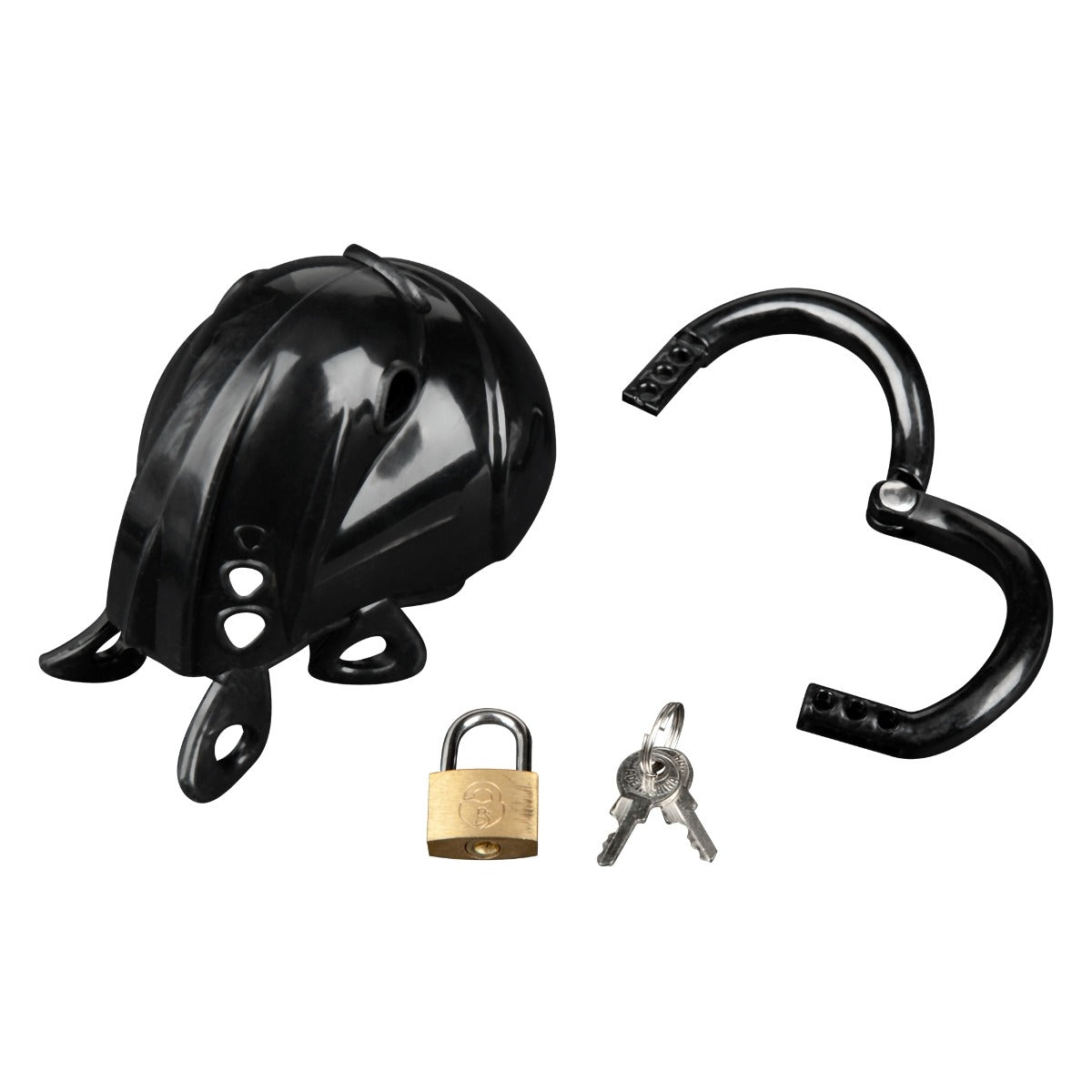 Blue Line Full Restraint Silicone Cock And Balls Chastity Device Black