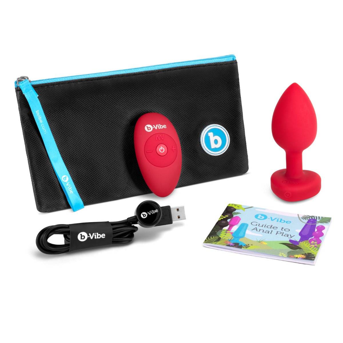 b-Vibe Vibrating Heart Butt Plug Red Medium Large - Simply Pleasure