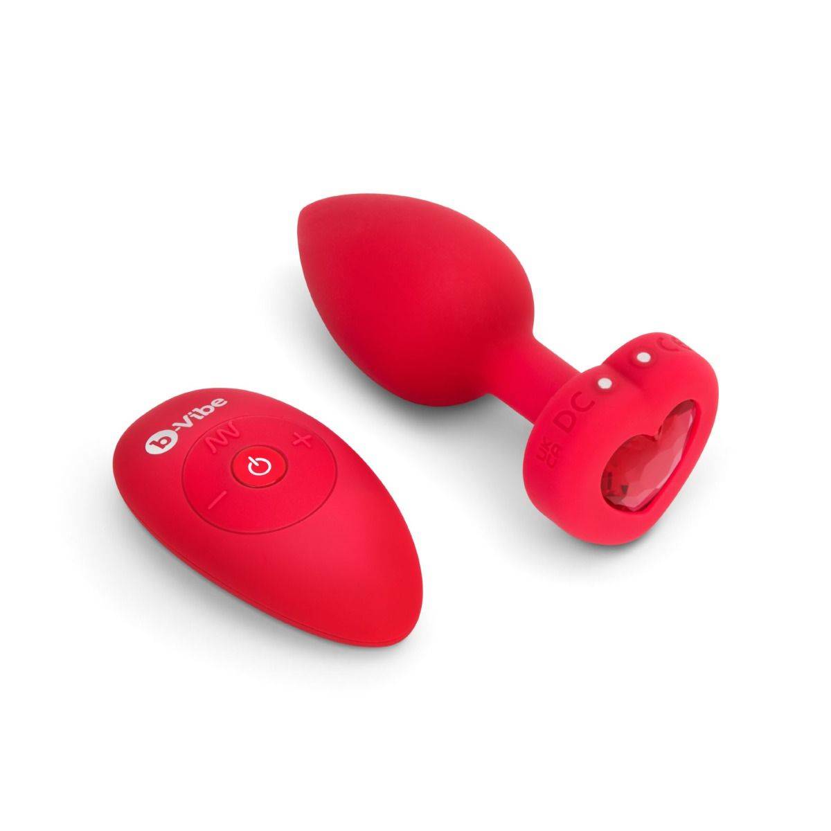 b-Vibe Vibrating Heart Butt Plug Red Medium Large - Simply Pleasure